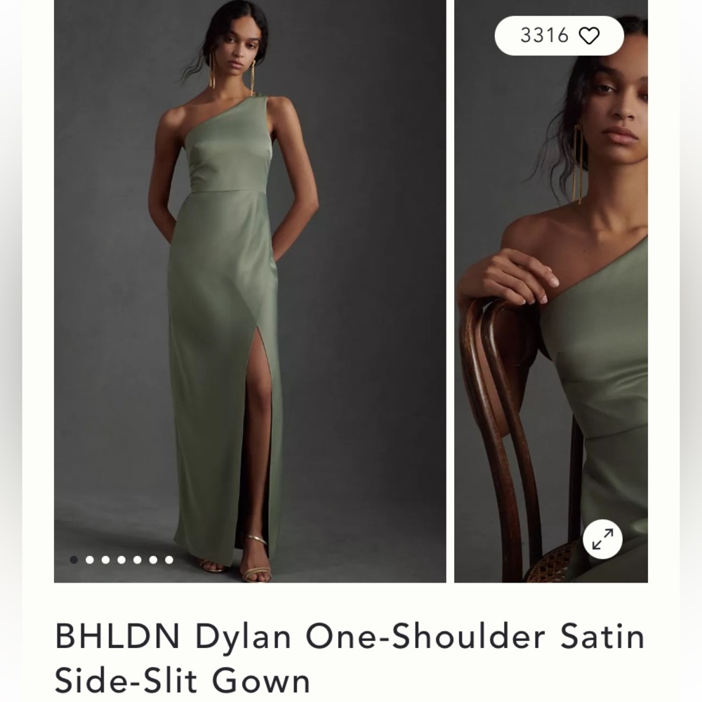 BHLDN Dylan One-Shoulder Side Slit Gown
